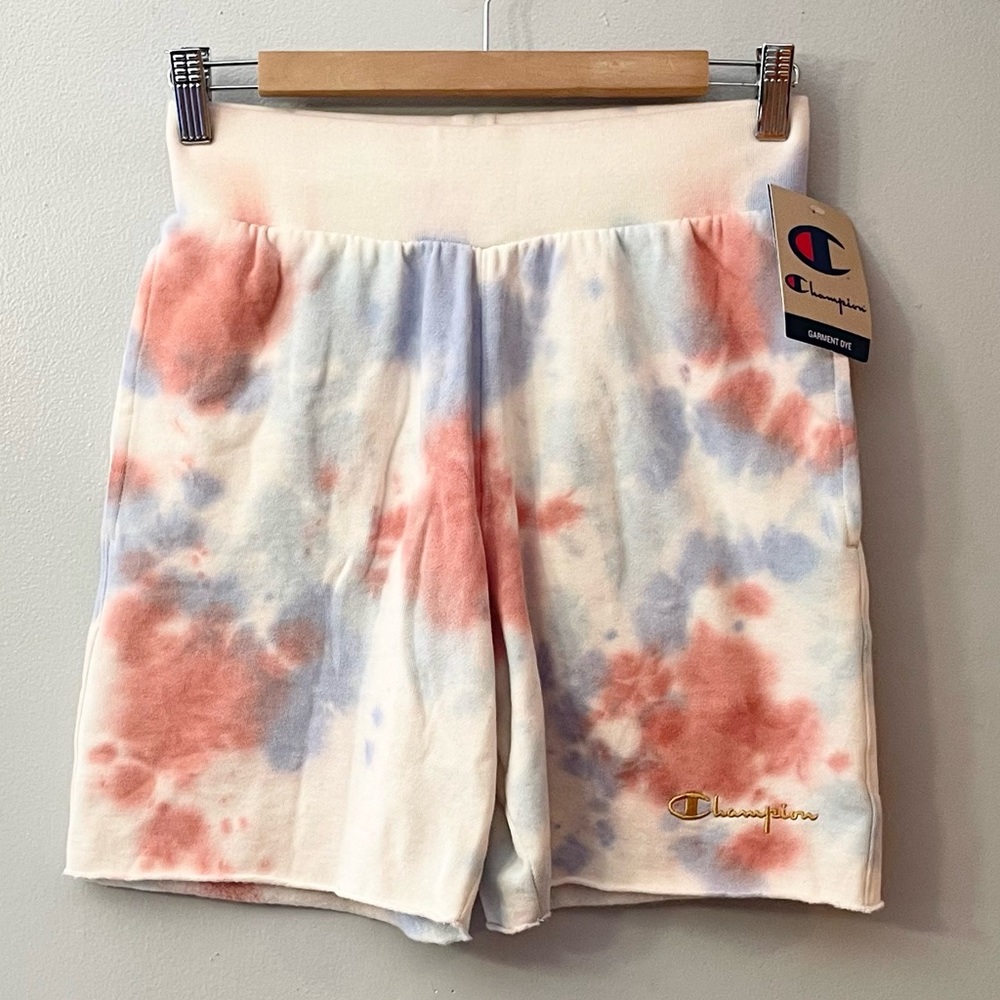 Champion Tie-Dye Athletic Shorts in Cream, Blue & Coral - Picture 11 of 11